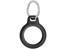 Charger l&#39;image dans la galerie, Support Belkin AirTag noir avec un porte-clés argenté. Le support est circulaire.
