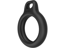 Charger l&#39;image dans la galerie, Support noir Belkin AirTag, design circulaire avec boucle en haut, texture lisse.
