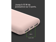 Charger l&#39;image dans la galerie, Une batterie externe avec ports USB étiquetés USB-C et USB.
