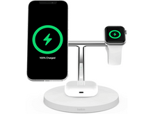 Charger l&#39;image dans la galerie, BELKIN Station de charge sans fil 3-en-1 avec MagSafe 15 W Blanc (WIZ017VFWH)
