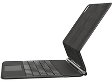 Charger l&#39;image dans la galerie, Une tablette et un clavier noirs configurés en position angulaire sur fond blanc.
