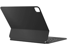 Charger l&#39;image dans la galerie, Clavier de tablette noir avec couverture, vue arrière. La couverture est relevée.
