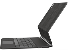 Charger l&#39;image dans la galerie, Clavier de tablette noir avec couverture ouverte et inclinée.
