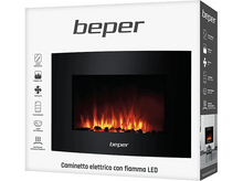 Charger l&#39;image dans la galerie, Cheminée électrique en boîte avec cadre noir et affichage de flamme LED.
