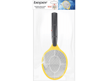 Charger l&#39;image dans la galerie, Raquette anti-moustiques électrique jaune dans un emballage plastique, fond blanc.
