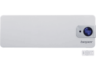 Chauffage Beper blanc avec affichage numérique et télécommande.