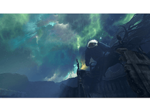 Charger l'image dans la galerie, Une figure sur le rebord dans un cadre sombre de science-fiction avec un fond de nébuleuse colorée.
