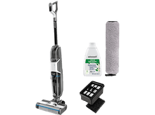 Charger l&#39;image dans la galerie, Aspirateur vertical et accessoires. Inclut liquide de nettoyage, filtre et brosse rotative.
