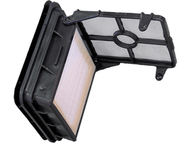 Un filtre à air, cadre noir avec filtre blanc à l