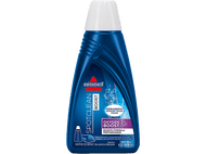 Bouteille de Bissell SpotClean Boost, bleue avec bouchon blanc. Texte et graphiques.