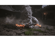 Charger l&#39;image dans la galerie, Un monstre géant et poilu combat une personne avec des épées enflammées.
