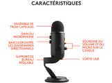 BLUE MIC Microphone de streaming Yeti USB Noir (988-000229)