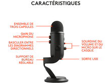 Charger l&#39;image dans la galerie, BLUE MIC Microphone de streaming Yeti USB Noir (988-000229)
