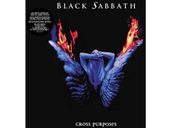 Pochette de l'album Black Sabbath 'Cross Purposes'. Une figure ailée est entourée de flammes.