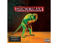 Pochette de l'album Grinderman. Un singe vert sous la pluie avec une enseigne rouge.