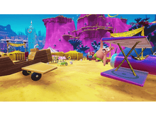 Charger l&#39;image dans la galerie, Patrick Star volant au-dessus d&#39;un décor d&#39;avion dans un monde de jeu.
