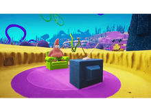 Charger l&#39;image dans la galerie, Patrick Étoile assis sur un canapé vert, regardant la télé dans une scène sous-marine sablonneuse.
