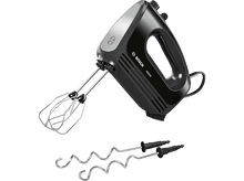 Charger l&#39;image dans la galerie, Un batteur à main Bosch noir avec deux batteurs. Le batteur est incliné vers la droite, sur fond noir.
