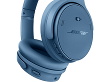 Charger l&#39;image dans la galerie, Casque bleu avec logo Bose. Boutons sur le côté. Fond noir.
