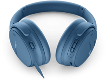 Charger l&#39;image dans la galerie, Casque circum-auriculaire bleu avec un fil connecté. Le casque est sur fond noir.
