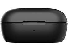 Charger l&#39;image dans la galerie, Boîtier de charge noir, arrondi, vue de dessus, avec un petit trou. Simple, propre et moderne.
