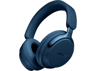 Casque Bose bleu sur fond noir. Le casque est incliné, avec le logo Bose visible.