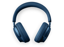 Charger l&#39;image dans la galerie, Casque bleu sur fond noir. Style circum-auriculaire avec arceau incurvé.
