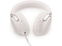 Charger l&#39;image dans la galerie, Casque Bose blanc. Le design est simple, avec un serre-tête et des écouteurs. Un câble est branché.
