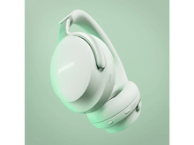 Charger l&#39;image dans la galerie, Casque Bose blanc, incliné, sur un fond dégradé vert clair.
