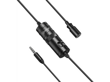 Charger l&#39;image dans la galerie, Microphone Boya noir avec prise 3,5 mm, interrupteur et micro séparé.
