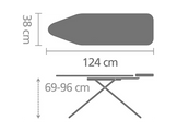 BRABANTIA Planche à repasser B 124 x 38cm SSUH Denim Grey