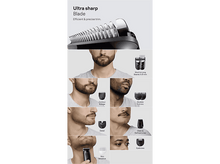 Charger l&#39;image dans la galerie, Une image montrant une lame de tondeuse et différents styles de poils du visage et de toilettage.
