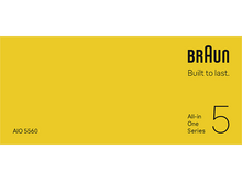 Charger l&#39;image dans la galerie, Fond jaune avec le logo Braun et le texte &#39;Built to last.&#39; et &#39;All-in One Series 5&#39;.
