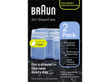 Charger l&#39;image dans la galerie, Pack Braun 3en1 ShaverCare. Texte : Lemon fresh, nettoyage hygiénique et protection des lames.
