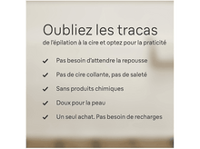 Charger l&#39;image dans la galerie, Texte en français sur l&#39;évitement de l&#39;épilation à la cire et le choix de la praticité, avec des coches.
