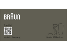 Charger l&#39;image dans la galerie, Rasoir électrique Braun 8517s argent, détails et code QR.
