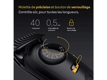 Charger l&#39;image dans la galerie, Gros plan d&#39;une tondeuse noire avec molette de précision.
