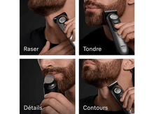 Charger l&#39;image dans la galerie, Quatre images montrant différentes étapes de rasage avec une tondeuse. Un homme barbu.
