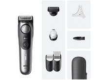 Charger l&#39;image dans la galerie, Rasoir électrique avec accessoires. Comprend tête de coupe, brosse et étui de voyage.
