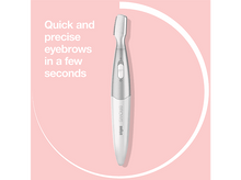 Charger l&#39;image dans la galerie, Tondeuse à sourcils sur fond rose, avec le texte &#39;Sourcils rapides et précis&#39;.
