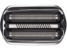 Charger l&#39;image dans la galerie, Gros plan d&#39;une tête de rasoir avec deux coupe-feuilles et une tondeuse centrale.
