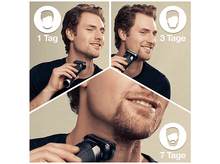 Charger l&#39;image dans la galerie, Trois images d&#39;un homme se rasant le visage avec un rasoir électrique, montrant différentes longueurs de barbe.
