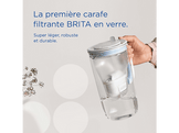 BRITA Carafe filtrante en verre 2,5 L - Bleu clair - Inclut 1 filtre à eau Maxtra Pro