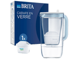 BRITA Carafe filtrante en verre 2,5 L - Bleu clair - Inclut 1 filtre à eau Maxtra Pro