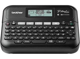 Étiqueteuse noire Brother P-touch D460BT avec clavier, écran et boutons.