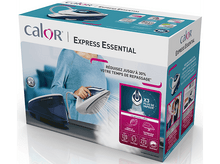 Charger l&#39;image dans la galerie, Une boîte avec un fer à repasser bleu et une femme qui le tient, avec du texte.
