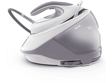 Charger l&#39;image dans la galerie, Un fer à repasser blanc et violet avec un long cordon gris. Le fer est sur une surface blanche.
