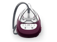 Charger l&#39;image dans la galerie, Fer à vapeur prune avec tuyau gris et poignée blanche.
