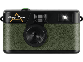 Un appareil photo noir et vert avec les mots 