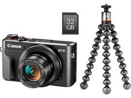 CANON Appareil photo compact PowerShot G7 X Mark II + Tripod + Carte SD 32GB Wi-Fi (1066C037AA)